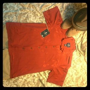 NWT Caribbean Joe Red Button Up